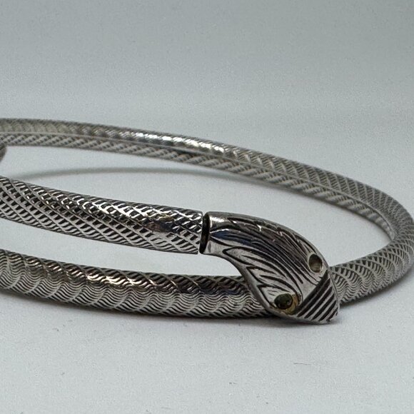 Etched Vintage Sterling Silver Snake Bracelet - Picture 3 of 4